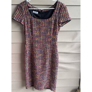 Moschino Cheap & Chic Womens Short Sleeve Tweed Dress Colorful Size 40 Designer